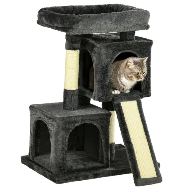 PAWROOM - Cat tree with sisal posts, dark grey, 59 x 39 x 83 cm