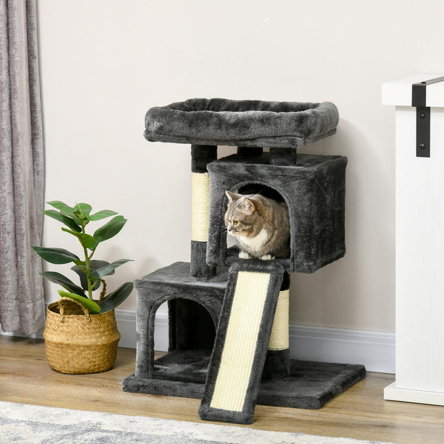 PAWROOM - Cat tree with sisal posts, dark grey, 59 x 39 x 83 cm
