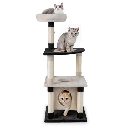 PAWROOM - Monikerroksinen kissanraapimapuu sisal-raapimapihalla, asunnossa, beige