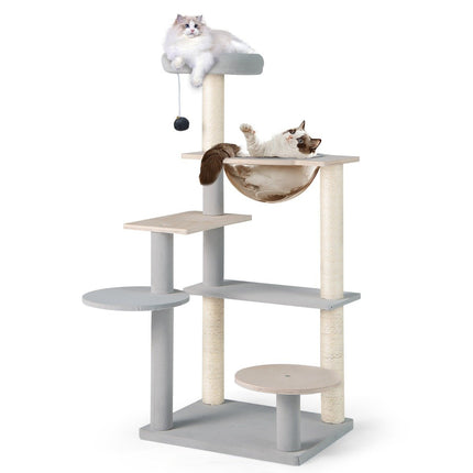 PAWROOM - 113 cm korkea moderni raapimistolppa irrotettavalla ja pehmustetulla näköalatasolla kiipeilypuulla