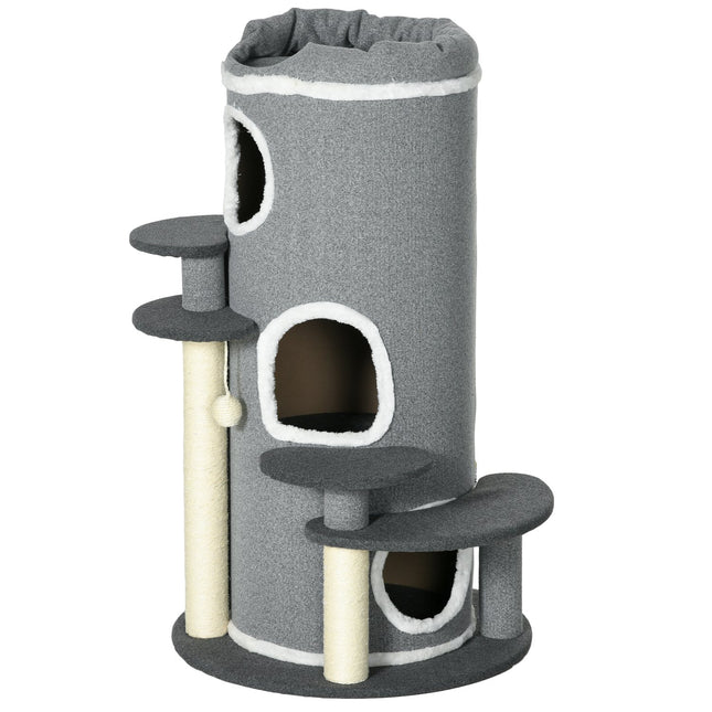PAWROOM - Kissan Raapimispiippu 99 Cm Leikkitynnyri Kissansängyllä, Leikkipallo & Alustat, Kissakalusteet, Harmaa