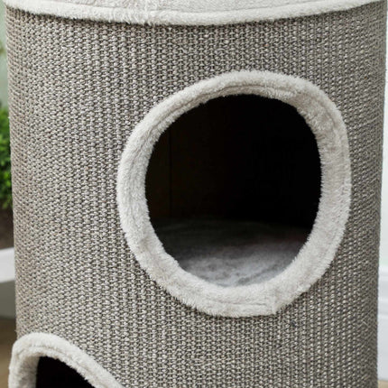 PAWROOM - Cat Scratching Tower, 2 Levels, Sisal & Plush, Light Grey