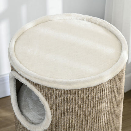 PAWROOM - Raapimispiippu, korkeus 70 cm, leikkitynnyri kissoille, 3 tasoa, kissan raapimispylväs 3 luolalla, kissapuu, raapimistorni, sisal, pehmo