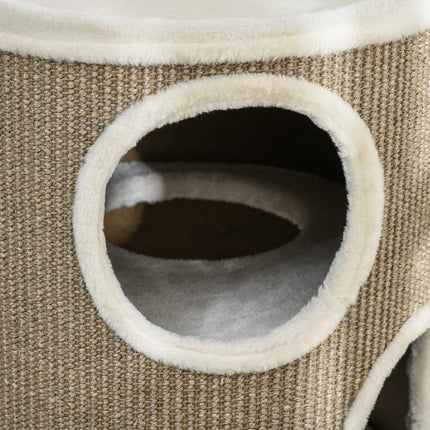 PAWROOM - Raapimispiippu, korkeus 70 cm, leikkitynnyri kissoille, 3 tasoa, kissan raapimispylväs 3 luolalla, kissapuu, raapimistorni, sisal, pehmo