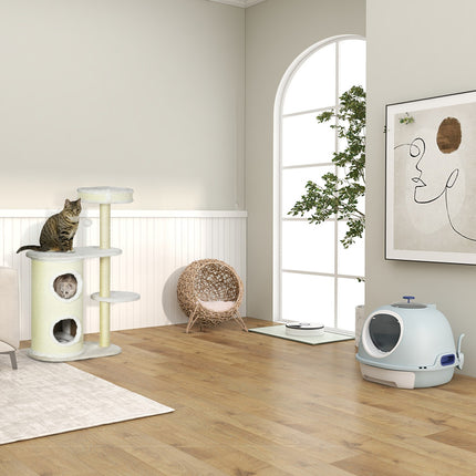 PAWROOM - Raaputustolppa 100 Cm, Raaputuspiippu, Sisalpylväs & Leikkipallo, Tyyny, Kermanvalkoinen