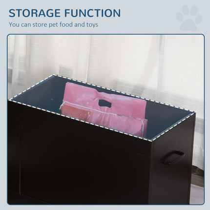 PAWROOM - Pet Feeding Station, Double Stainless Steel Bowls, MDF Espresso Finish
