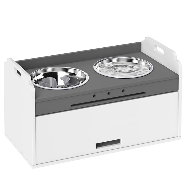 PAWROOM - Elevated Dog Bowl Stand with Storage, 2 Anti-Slip Bowls