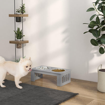 PAWROOM - Raised dog bowl set, stainless steel, easy to maintain, 0.9L capacity
