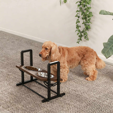 PAWROOM - Säädettävä, kohotettu koiran ruokakuppiteline, jossa kaksi ruostumattomasta teräksestä valmistettua kulhoa, 1,2 l/kulho