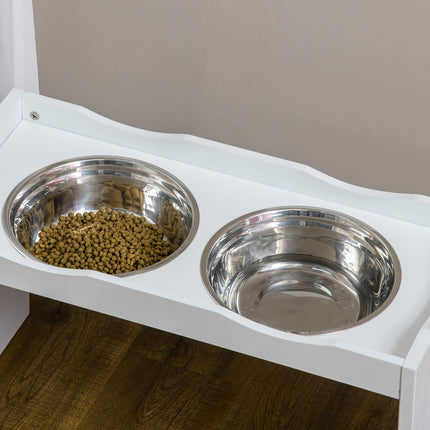 PAWROOM - Kohotettu Koirankulho, Ruokakulho Korotetulla Reunalla, 2 X 2L Irrotettava Ruostumattomasta Teräksestä Valmistettu Koirankulho, Ruokintakulho Erittäin Suurille Koirille, Valkoinen