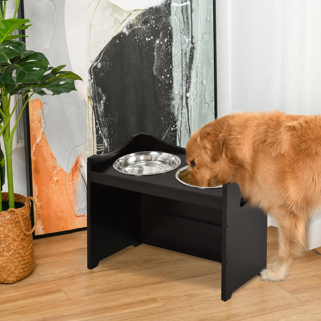 PAWROOM - Adjustable dog feeding station, stainless steel bowl, 54 cm