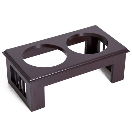 PAWROOM - Dog Bowl Setti 2 Ruostumattomasta Teräksestä Valmistettua Ruokakulhoa, Kohotettu Kissan Kulho, Mdf, Helppohoitoinen, Kahvi, 44X24X15Cm