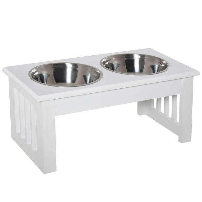 PAWROOM - Dog Feeding Station with Stainless Steel Bowls, Elevated