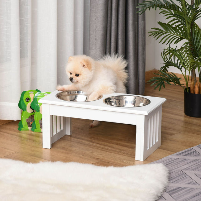 PAWROOM - Dog Feeding Station with Stainless Steel Bowls, Elevated