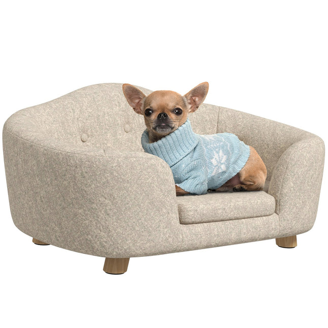 PAWROOM - Koiran sohvan takataskun pehmopäällinen tyynyllä, kissansänky, sopii pienille koirille, mänty, 70 x 47 x 30 cm, kermanvalkoinen