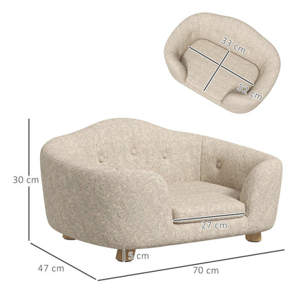 PAWROOM - Plush dog sofa with cushion, pine frame, cream white