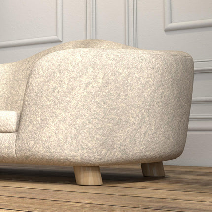 PAWROOM - Plush dog sofa with cushion, pine frame, cream white