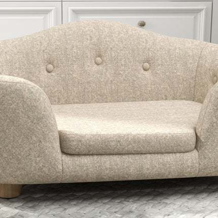PAWROOM - Plush dog sofa with cushion, pine frame, cream white