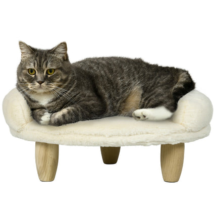 PAWROOM - Cosy Lemmikkisohva Korotettu Design Koirasohva Kissasohva Puiset Jalat Flanellivoide 47X40X20Cm