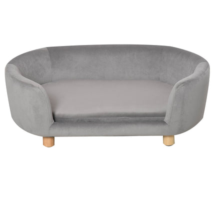 PAWROOM - Lemmikkisohva Koira Sohva Koiran Sänky Hollantilaisella Samettivaahtomuovikoivujalka Kissoille Koirille 86 X 55 X 33 Cm Vaaleanharmaa