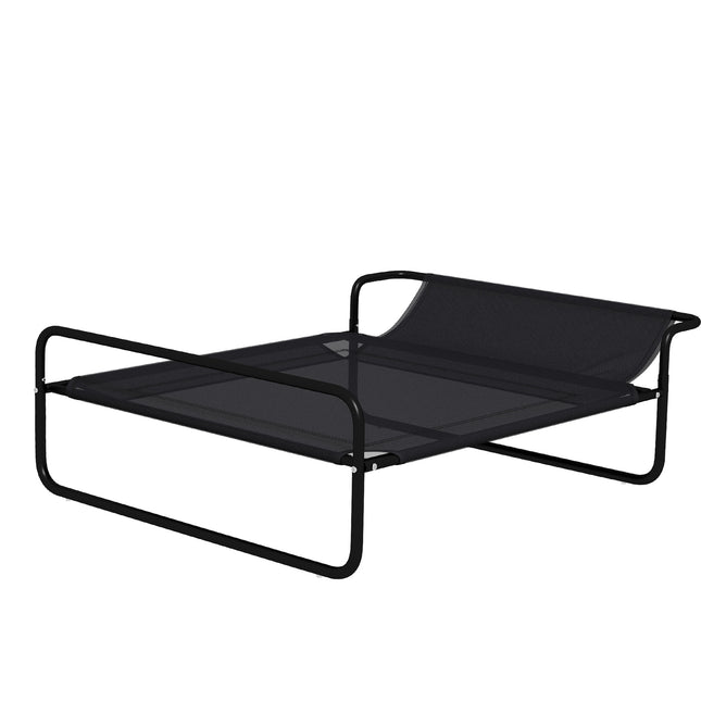 PAWROOM - Koiran lepotuoli ulkona, korotettu koiransänky hengittävällä verkkopäällyksellä, lemmikkisänky pienille ja keskikokoisille koirille musta 91 x 69 x 29 cm
