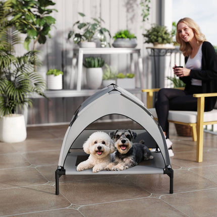 PAWROOM - Kohotettu koiranpeti katoksella, hengittävä verkko, kannettava