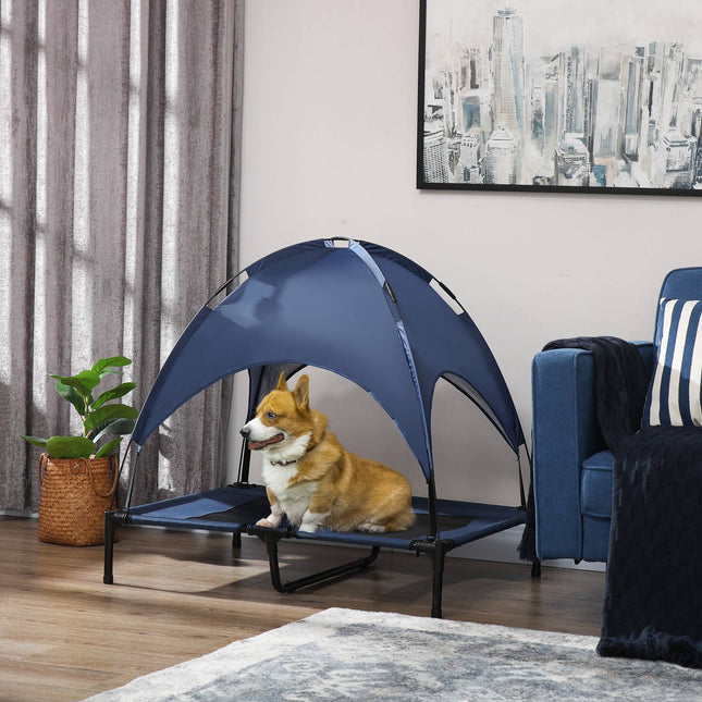 PAWROOM - Pet Bed Katos Korotettu Koiran Sänky Katolla Hengittävä Keskikokoisille Koirille Tummansininen