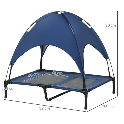 PAWROOM - Elevated dog bed with canopy, breathable, medium, blue