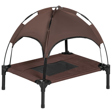 PAWROOM - Outdoor Pet Bed Katos Korotettu Koiransänky, Hengittävä Taft Kangas, Kahvi, 61X46X62Cm