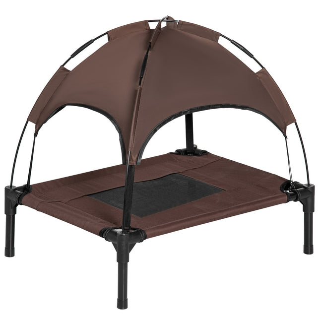 PAWROOM - Outdoor Pet Bed Katos Korotettu Koiransänky, Hengittävä Taft Kangas, Kahvi, 61X46X62Cm