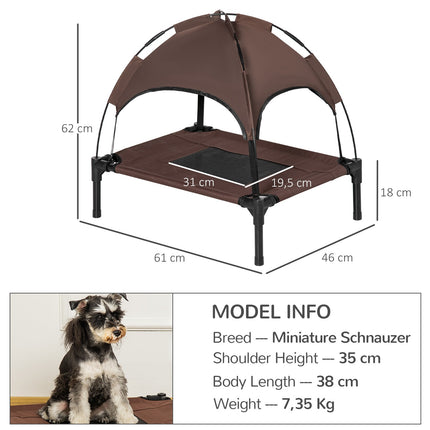 PAWROOM - Outdoor Pet Bed Katos Korotettu Koiransänky, Hengittävä Taft Kangas, Kahvi, 61X46X62Cm