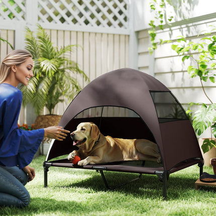 PAWROOM - Outdoor raised dog bed with canopy - large, cooling, washable