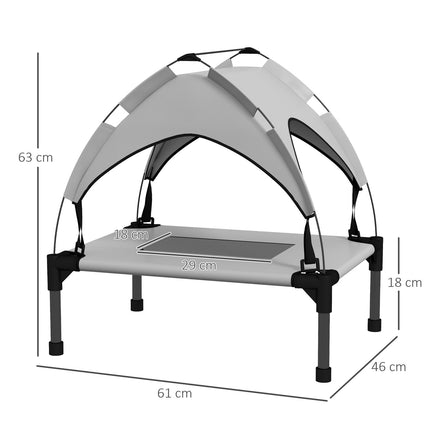 PAWROOM - Raised outdoor dog bed with canopy, small, breathable