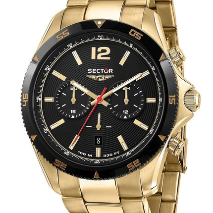 Sector 650 Chronograph Gold Tone Rostfritt Stål Svart Urtavla Quartz R3273631002 100M herrklocka