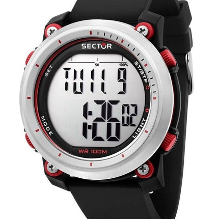 Sector EX-38 Digital svart plastrem Quartz R3251546002 100M herrklocka