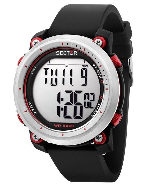 Sector EX-38 Digital svart plastrem Quartz R3251546002 100M herrklocka