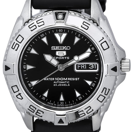 Seiko 5 Sports Gummirem Svart Urtavla Automatisk SNZB33J2 100M herrklocka