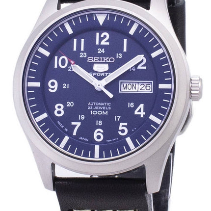 Seiko 5 Sports SNZG11J1-var-LS14 Automatisk svart läderrem herrklocka