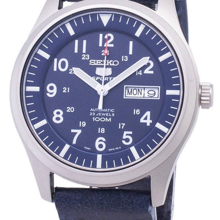 Seiko 5 Sports SNZG11K1-var-LS15 Automatisk mörkblå läderrem herrklocka