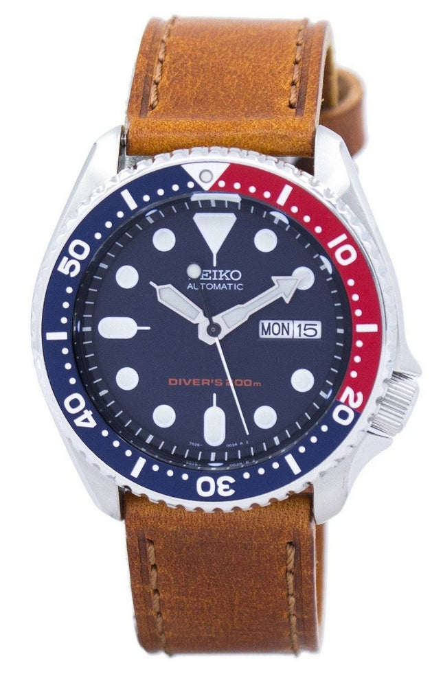 Seiko Automatic Diver's Brunt Läder SKX009K1-var-LS9 200M herrklocka