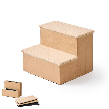 TASSORA - Kokoontaitettavat koiranportaat säilytystilalla – Beige, koko S
