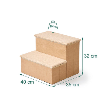 TASSORA - Kokoontaitettavat koiranportaat säilytystilalla – Beige, koko S