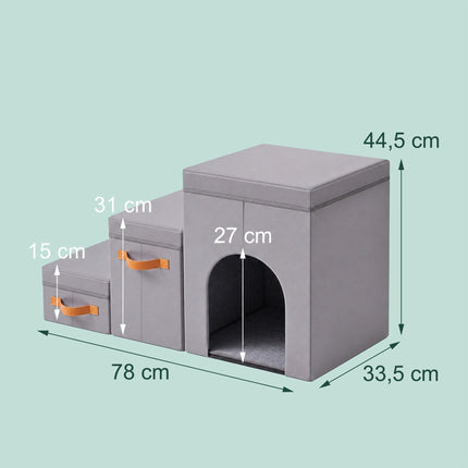 TASSORA - Dog Stairs, Foldable 3-Step With Storage And Hide