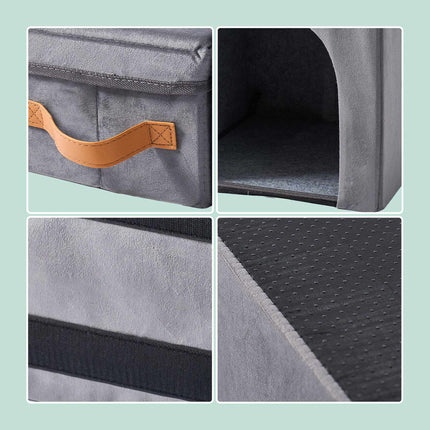 TASSORA - Dog Stairs, Foldable 3-Step With Storage And Hide