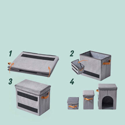 TASSORA - Dog Stairs, Foldable 3-Step With Storage And Hide