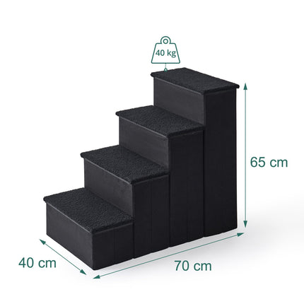 TASSORA - Foldable Dog Steps with Storage, Large, Black