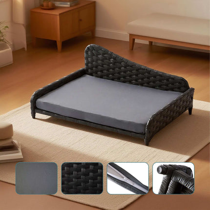 TASSORA - Rattan Dog Bed with Cushion - Indoor/Outdoor Use