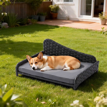 TASSORA - Rattan Dog Bed with Cushion - Indoor/Outdoor Use