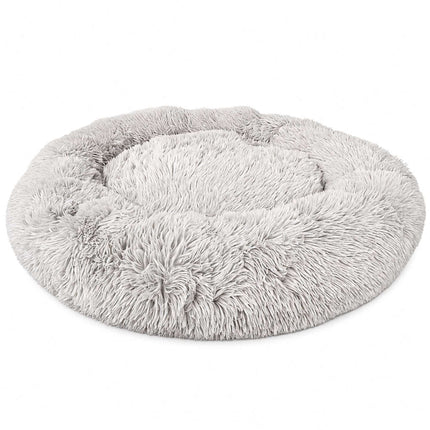 TASSORA - Pyöreä pehmoinen koiranpeti, 100 cm, vaaleanharmaa
