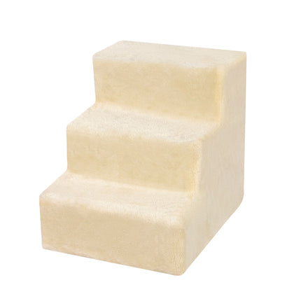TASSORA - Dog Stairs, 3 Steps - Beige, Soft Plush Cover